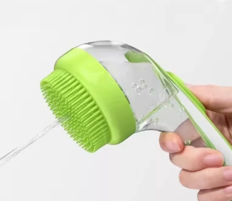 Cepillo de Baño Ergonómico para Mascotas con dispensador de Jabón.