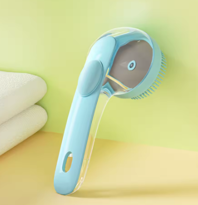 Cepillo de Baño Ergonómico para Mascotas con dispensador de Jabón.