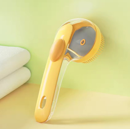 Cepillo de Baño Ergonómico para Mascotas con dispensador de Jabón.