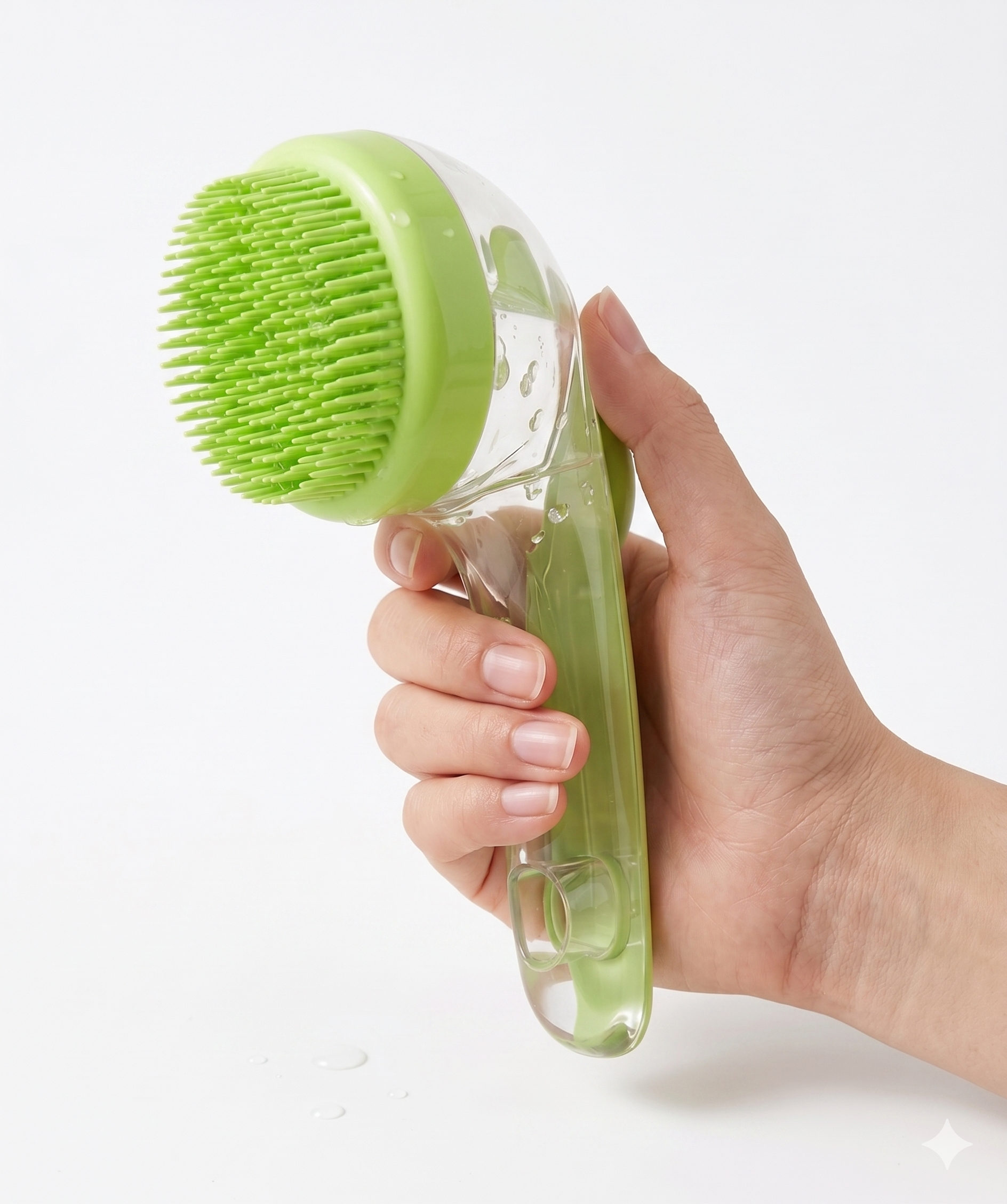 Cepillo de Baño Ergonómico para Mascotas con dispensador de Jabón.
